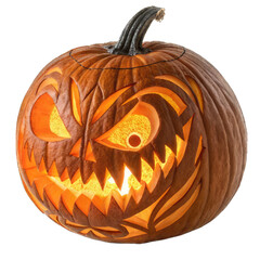 Spooky Pumpkin Face PNG – Isolated Jack-o'-Lantern for Halloween
