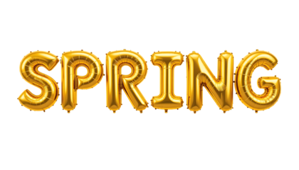 Golden balloon text SPRING png