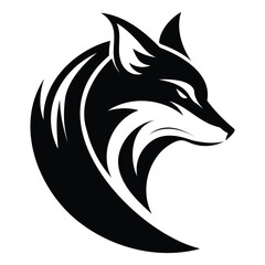 Obraz premium Fox Head Silhouette Vector Graphic. Fox Head Black Silhouette for Tattoo.