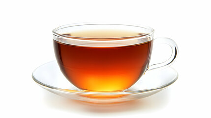 Glass cup of tea isolated on a white background