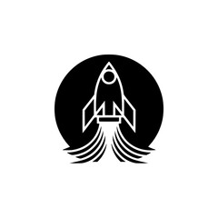 Modern Rocket Launch Logo: Minimalist Black & White Design