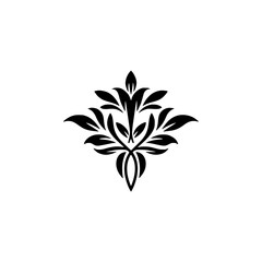 Elegant Black Floral Ornament on White Background