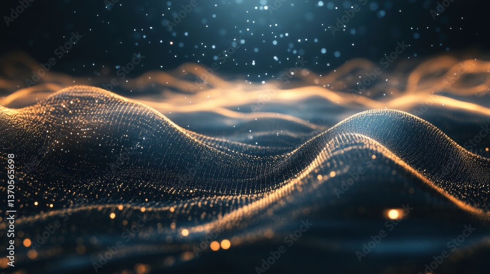 Aufkleber Futuristic abstract background with glowing digital particles in a structured pattern showcasing high-tech elegance and modern design elements