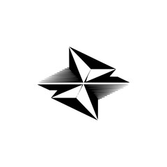 Geometric Compass Star Logo: Modern Minimalist Graphic in Black and White