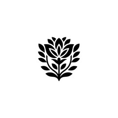 Elegant Black Floral Emblem on White Background
