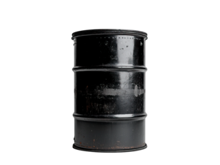 Old Black Metal Barrel with Rust and Wear