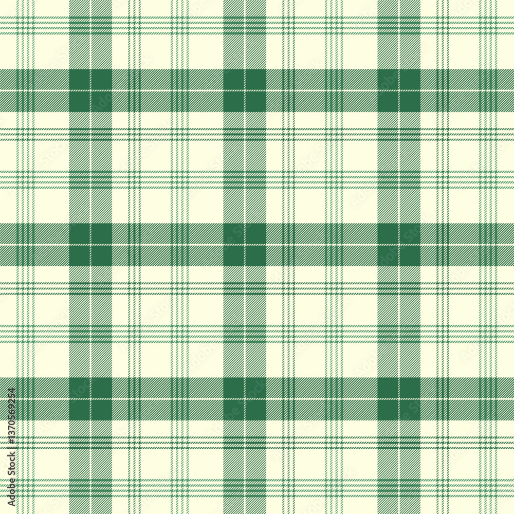 Wall mural plaid with twill weave repeat pattern.gingham seamless pattern in green and white.checkered tartan g