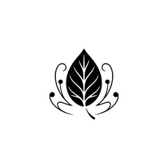Elegant Black Leaf Logo Design on White Background