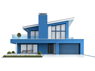 Modern Two-Story House with Glass Balcony
