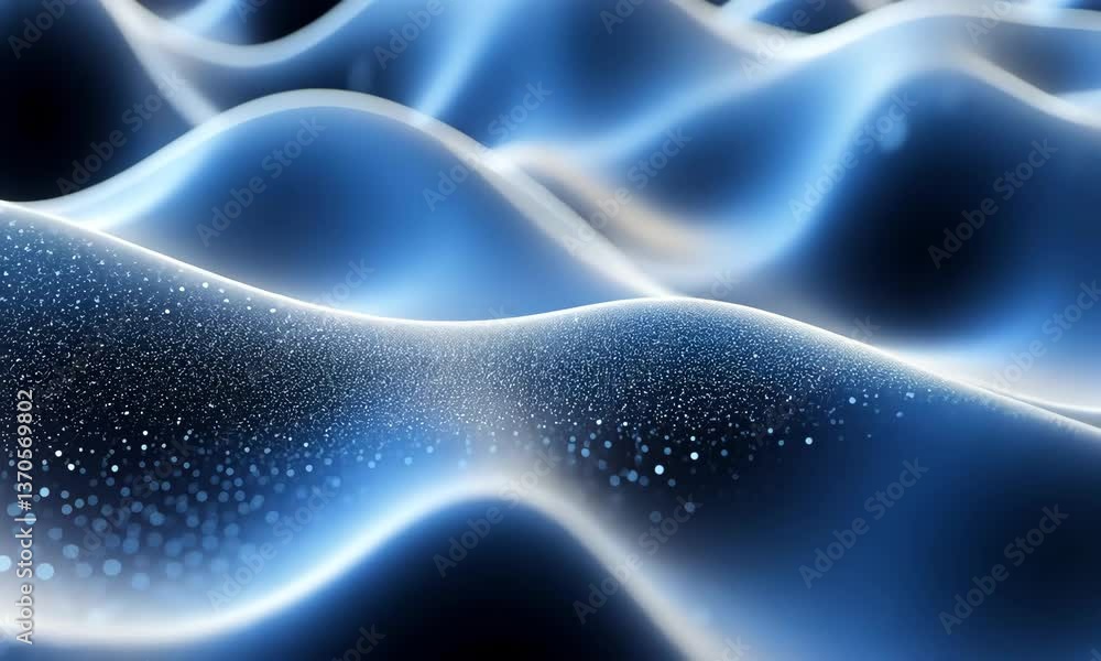 Poster abstract blue waves with glittering particles creating a mesmerizing visual experience
