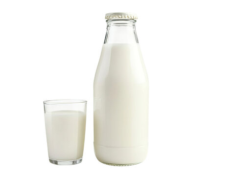 glass of milk and bottle