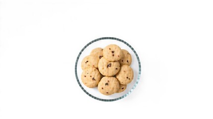 Minimalist Overhead Shot of Chocolate Chip Cookies on a Plate