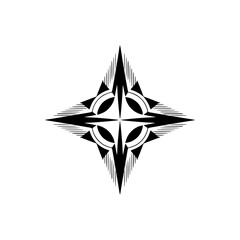 Geometric Starburst Ornament - Black and White Design