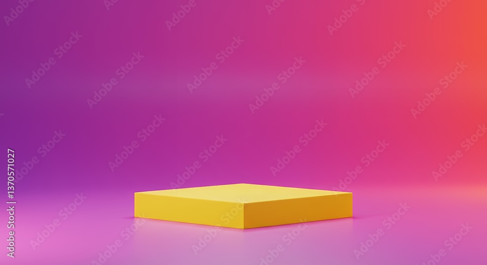 Poster Yellow Platform Displaying Product in Modern Studio with Gradient Background