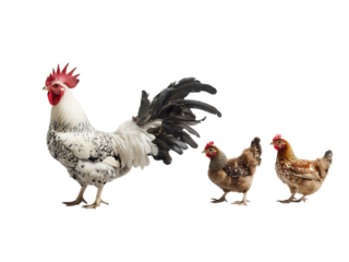 Group of Chickens Walking in a Line