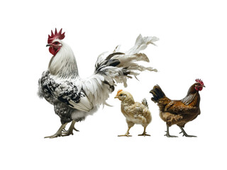 Fototapeta premium Group of Chickens Walking in a Line