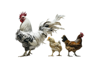Group of Chickens Walking in a Line