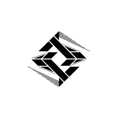Geometric Abstract Composition in Black & White: Modern Logo Design Element