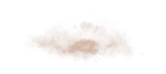 Magic chocolate brown smoke with glitter and small particles of twinkling stars. Fog with luminous particles. Chocolate brown vapor with stardust. PNG.