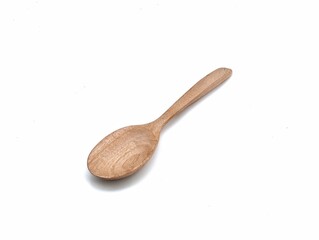 wooden spoon isolated on white background with high angle view 