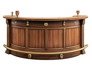 Classic Wooden Bar Counter with Brass Foot Rail
