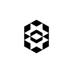 Geometric Abstract Design: Black & White, Minimalist, Modern Logo Element