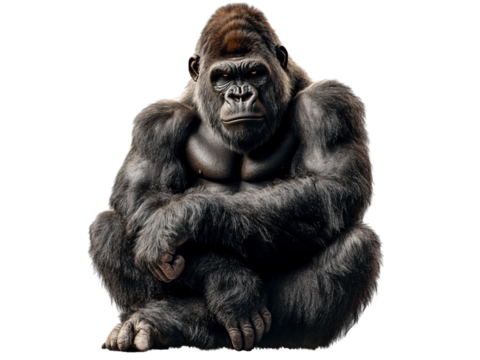 Powerful Gorilla in Crouching Position
