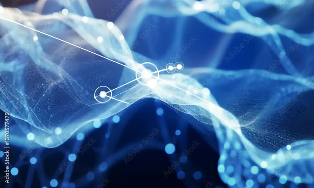 Poster abstract digital landscape with connecting dots and lines symbolizing data connectivity