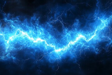 Fototapeta premium Blue lightning streaked across the sky. AI generated.