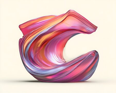 Abstract pink and orange swirl sculpture.