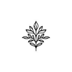 Fototapeta premium Minimalist Floral Line Art: Elegant Leafy Branch on White