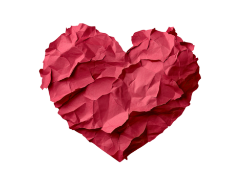 Crumpled Red Paper Heart