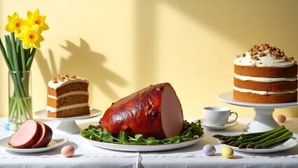Title: A Warm and Inviting Easter Dinner Table Setting

