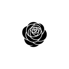 Black Rose Silhouette on White: Minimalist Floral Design