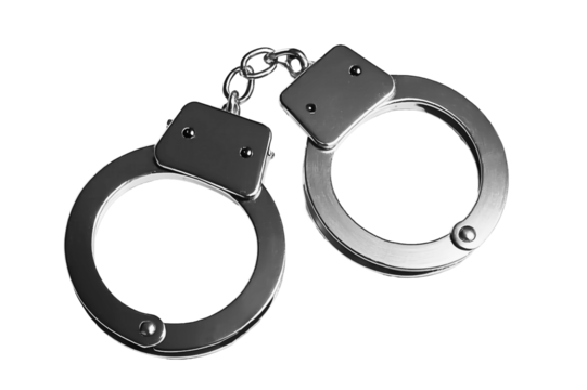 Handcuffs, Metal, Silver, Police, Jail, Arrest, Law Enforcement, Justice, Security, Safety, Crime, Prisons, Chains, Criminal, Justice System, PNG Isolated Transparent White Background Stock Object