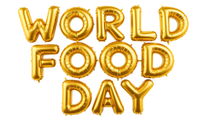 Golden balloon text World Food Day png