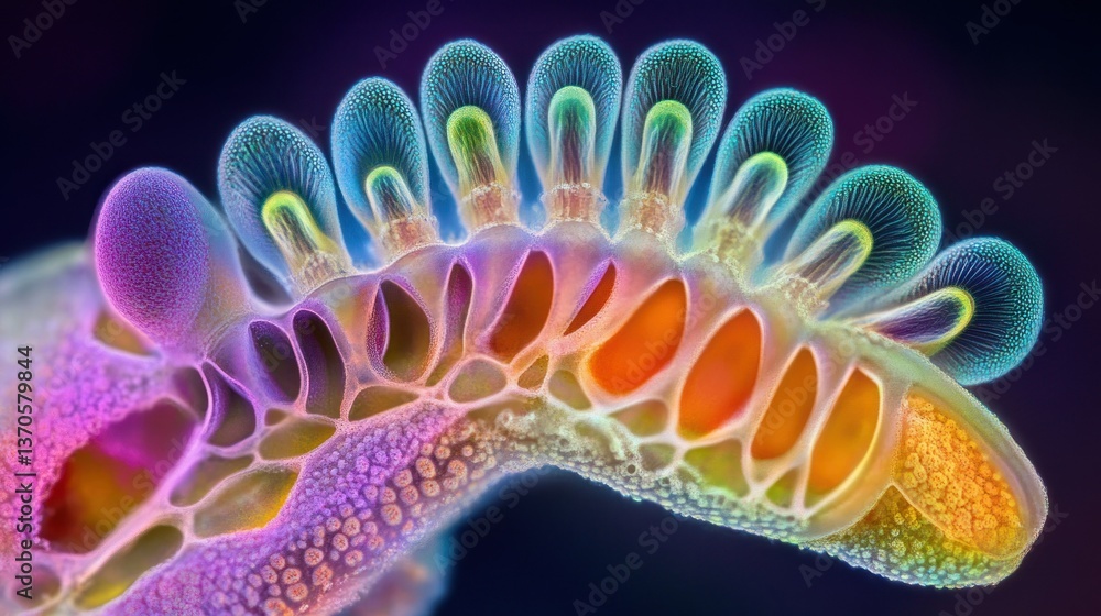 Poster a brightly colored macro image of a biological microscopic form