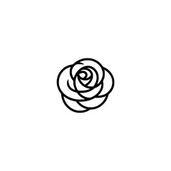 Minimalist Black Rose Outline on White Background