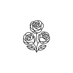 Minimalist Line Art Roses on White Background