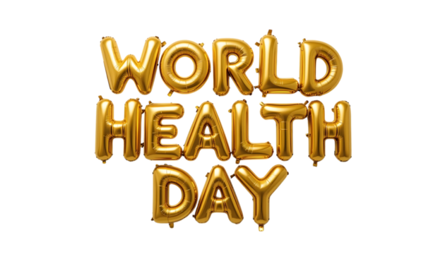 Golden balloon text World Health Day png