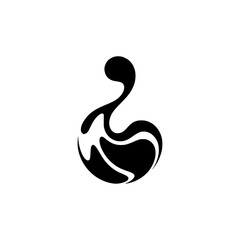 Obraz premium Abstract Black Organic Shape on White: Modern Graphic Design