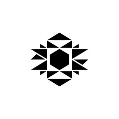 Geometric Starburst Design, Abstract Black Shapes on White Background