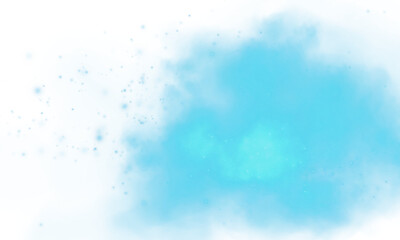 Obraz premium Magic blue smoke with glitter and small particles of twinkling stars. Fog with luminous particles. Blue vapor with stardust. Morning fog over land or water surface, magic haze. Fog or smoke. PNG.
