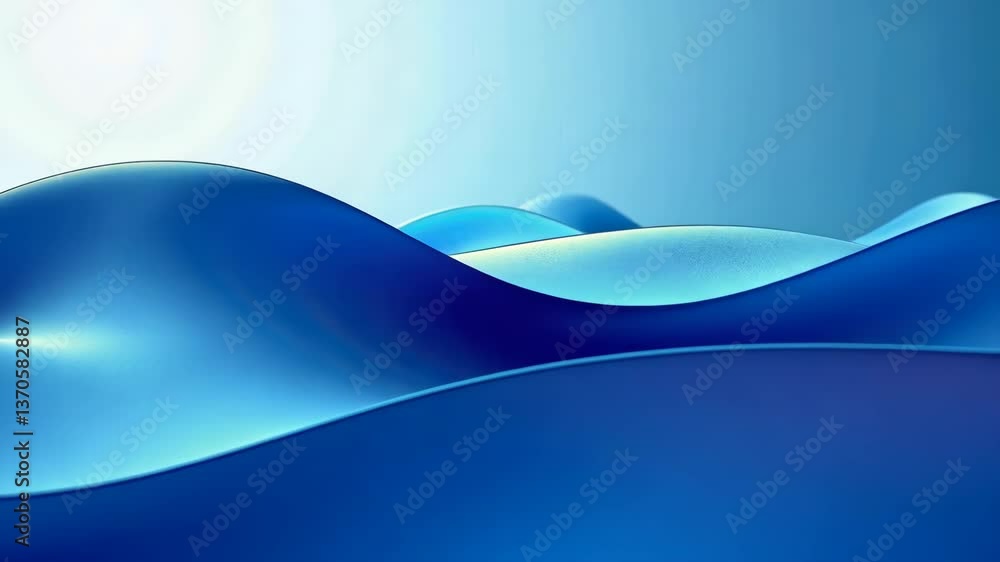 Aufkleber smooth blue waves gently rolling under a bright light source