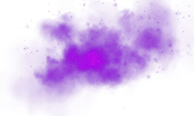 Magic purple smoke with glitter and small particles of twinkling stars. Fog with luminous particles. Purple vapor with stardust. Morning fog over land or water surface, magic haze. Fog or smoke. PNG. © Orange Sky