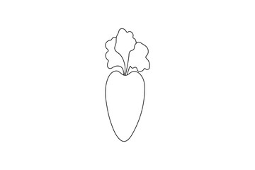 Carrot in one continuous line drawing of vector illustration design
