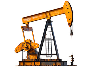 Rusted Oil Pumpjack in Field with Industrial Machinery