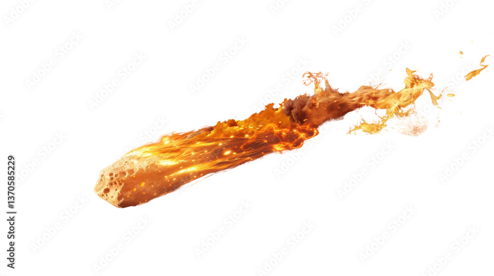 Poster fiery trajectory: a dynamic image showcasing a comet streaking across the sky, its fiery tail leavin