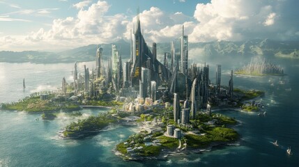 Futuristic Island Metropolis: A Vision of Tomorrow's Cityscapes