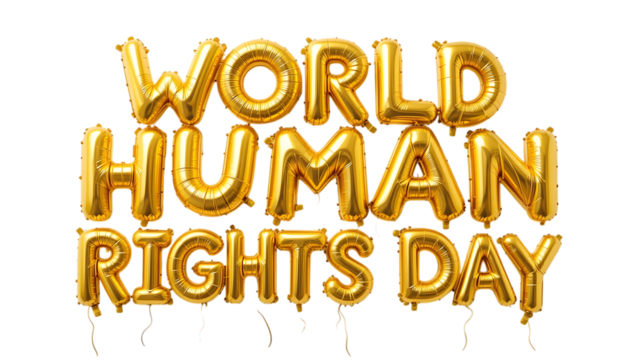 Golden balloon text World Human Rights Day png